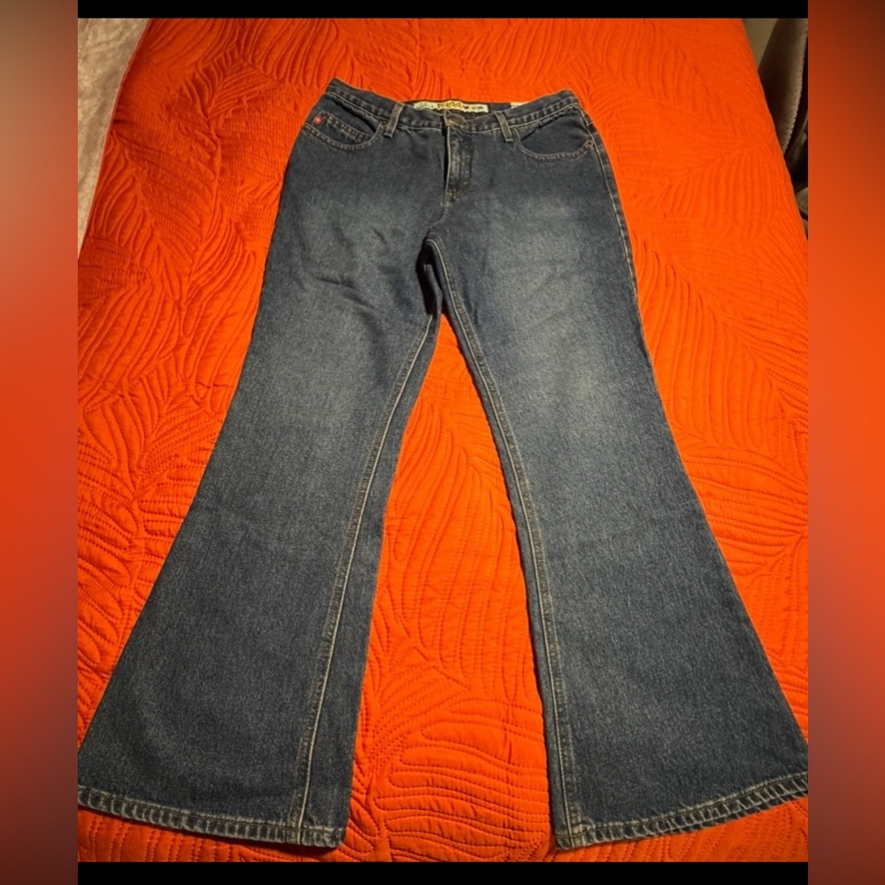 Mudd Dark Blue Flare long Jeans woman juniors Size 13